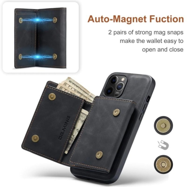 8-FACK iPhone 14 Pro Max støtsikkert deksel med magnetisk kortho Black