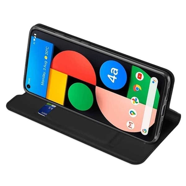 Google Pixel 4a 4G / LTE Flip Case Smooth -korttipaikka Black