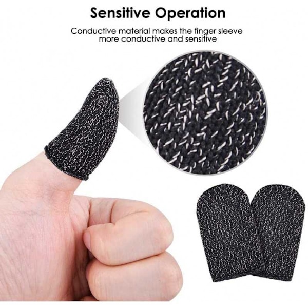 5-PACK Antisvett Finger Sleeve för Mobilspel Svart