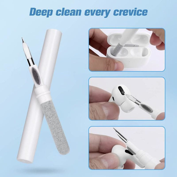 3in1 Rengörings Kit för Airpods, Hörlurar m.m. Vit