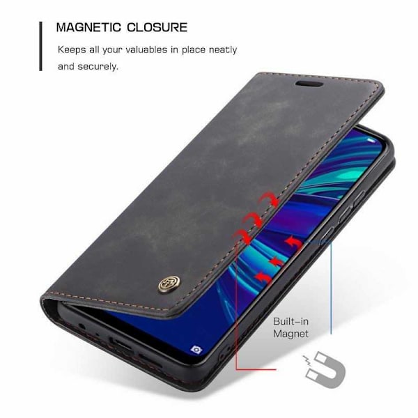 Huawei P Smart 2019 Elegant Flip Case CaseMe 3-RUMMET Black