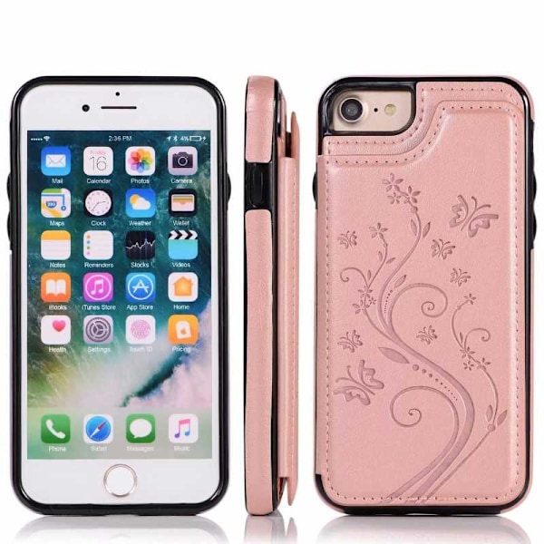 iPhone 7 Stöttåligt Skal Korthållare 3-FACK Flippr V2 Rosa guld