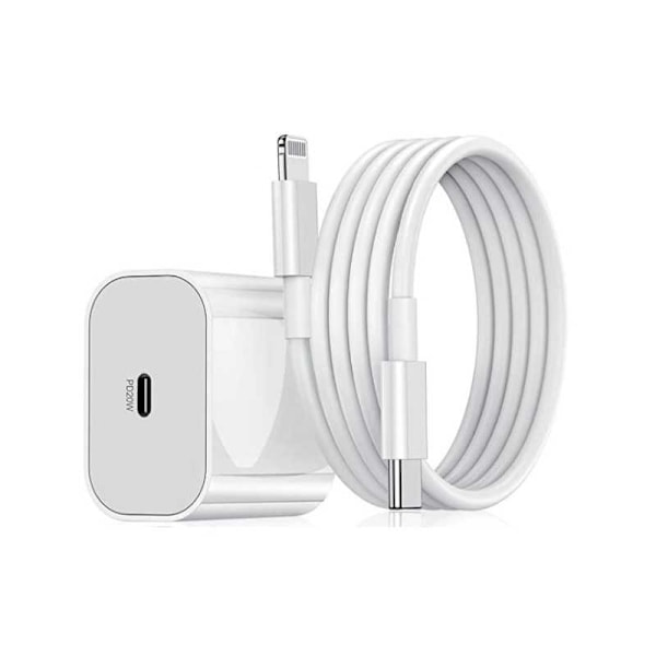 Komplett 20W USB-C høyhastighetslader med 2m Lightning-kabel White