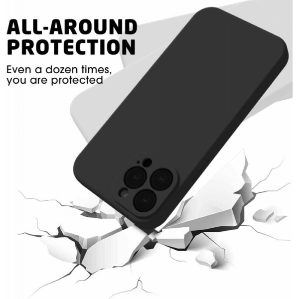 iPhone 13 Pro Gummibelagd Mattsvart Skal Kameraskydd Liquid - Sv