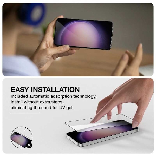 2-PACK Samsung S23 Plus Härdat Glas 0.26mm 9H Fullframe Transparent