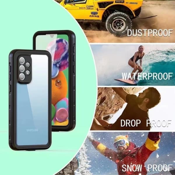 Samsung A33 5G Täysi peittävä vedenpitävä Premium Shell - 2m Transparent