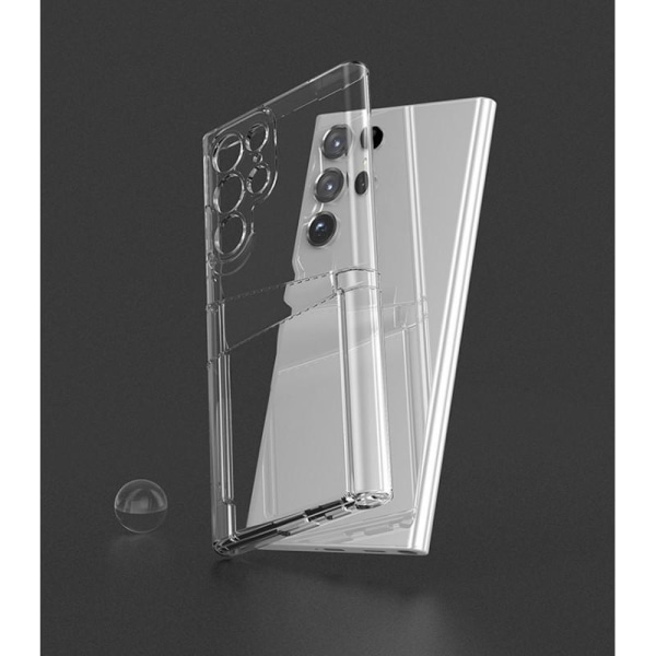Samsung S22 Ultra Tyndt stødsikkert mobilcover med kortslot Transparent
