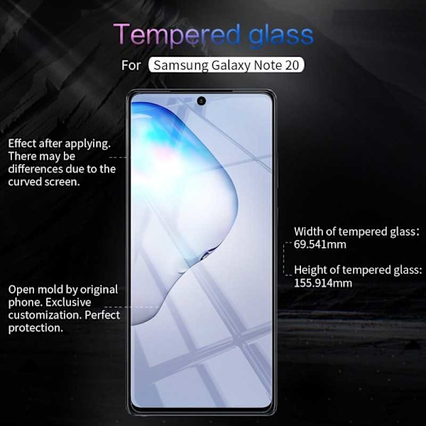 2-PACK Samsung Note 20 Hærdet glas 0,26 mm 2,5D 9H Transparent