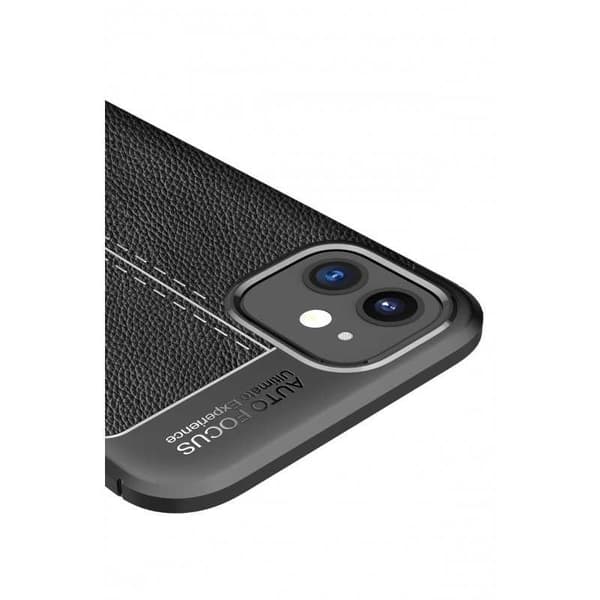 iPhone 13 Iskunkestävä ja iskunkestävä LeatherBack -kotelo Black