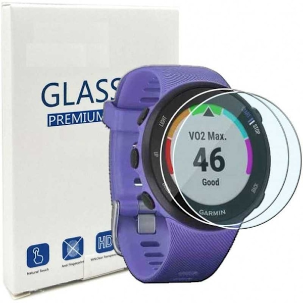 2-PACK Garmin Forerunner 45 & 45s karkaistu lasi 0,2 mm 9H 2,5D Transparent