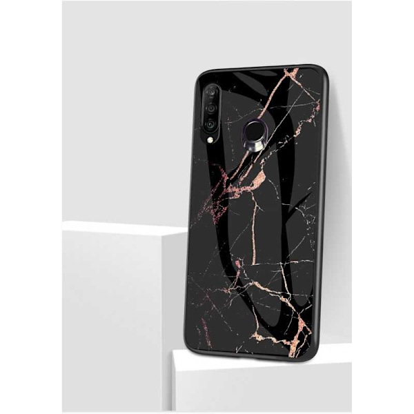 Huawei P30 Lite Marble Shell 9H hærdet glas bagside glas bagside V2 Green Emerald Green