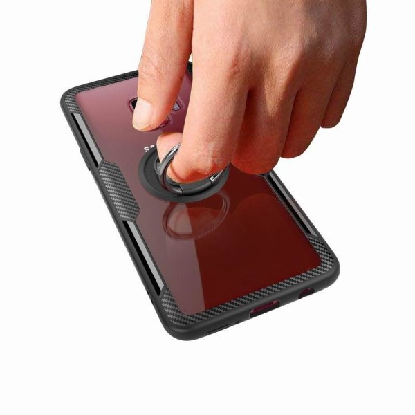 Samsung S9 Praktisk stødsikkert cover med ringholder V4 Black