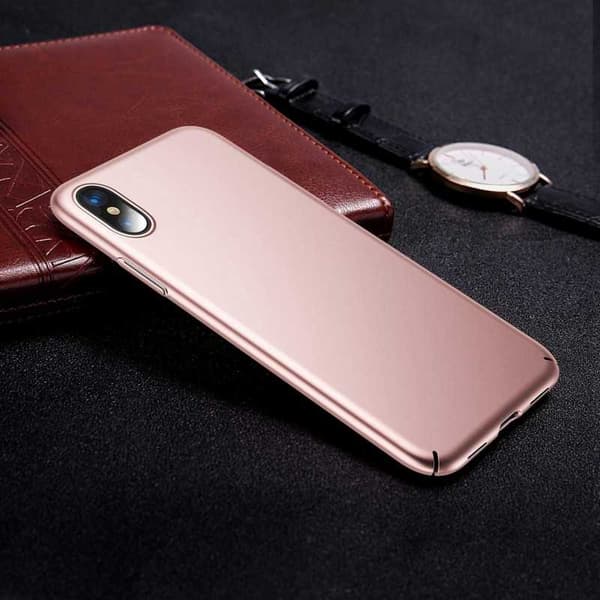 iPhone XS Max Ultra-ohut kumipäällysteinen Cover Basic V2 Pink gold