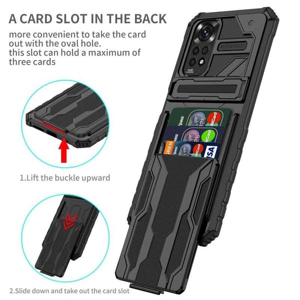 Xiaomi Redmi Note 11 / 11S Stöttåligt Skal Kickstand & Kortfack ThinArmor V3 Black