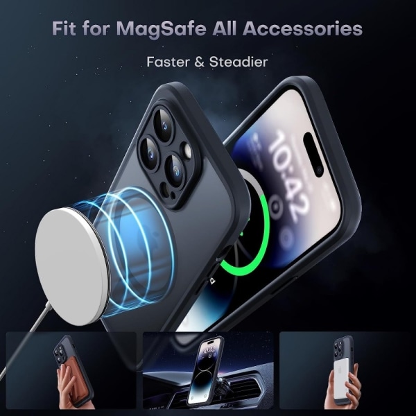 3in1 komplet iPhone 14 Pro stødabsorberende etui MagSafe-kompati