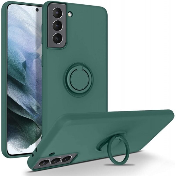 Samsung S23 stødsikkert cover med ringholder CamShield Dark green