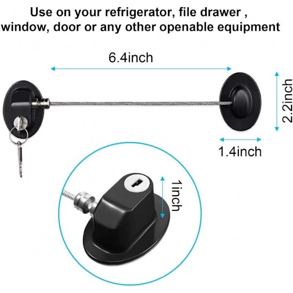 Jääkaapin lukko avaimilla Black