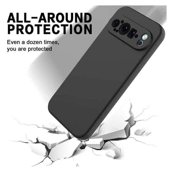 Google Pixel 9 / 9 Pro Gummibelagd Mattsvart Skal Kameraskydd Liquid - Svart