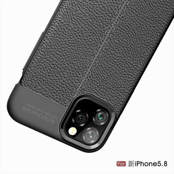 iPhone 11 Pro Stöttåligt & Stötdämpande Skal LeatherBack Svart