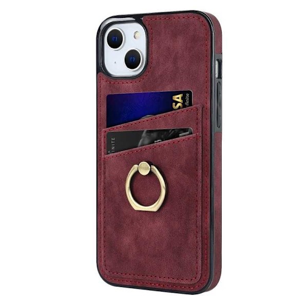 iPhone 13 Mobilskal med Korthållare Retro V4 Vinröd
