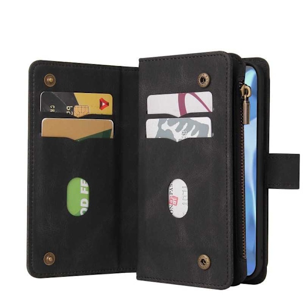 Oneplus 9 Pro multifunktionelt pung etui Lynlås 13-rum Black