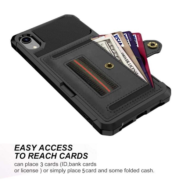 iPhone XR Iskunkestävä kansi korttipaikalla Solid V5 Black