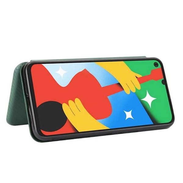 Google Pixel 4a 5G Flipfodral Kortfack CarbonDreams Svart Black