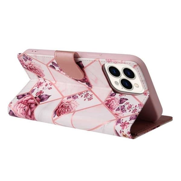 iPhone 14 Pro Max Trendikäs lompakkokotelo Sparkle 4-FACK Pink