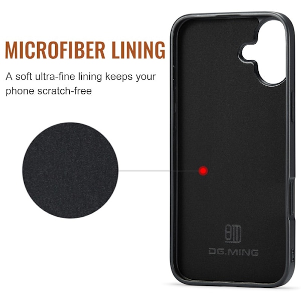 8-FACK iPhone 16 Stöttåligt Skal med Magnetisk Korthållare DG.MING Detach