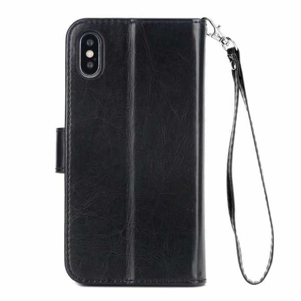 Käytännöllinen iPhone XS -lompakkokotelo 11 taskulla Black