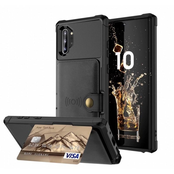Note 10 Plus Iskunkestävä Premium Cover 4-TACK Solid V3 Black