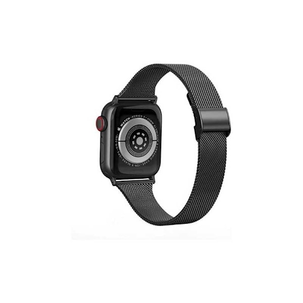 Apple Watch 38mm / 40mm / 41mm ohut rannekoru Milanese Loop Svart