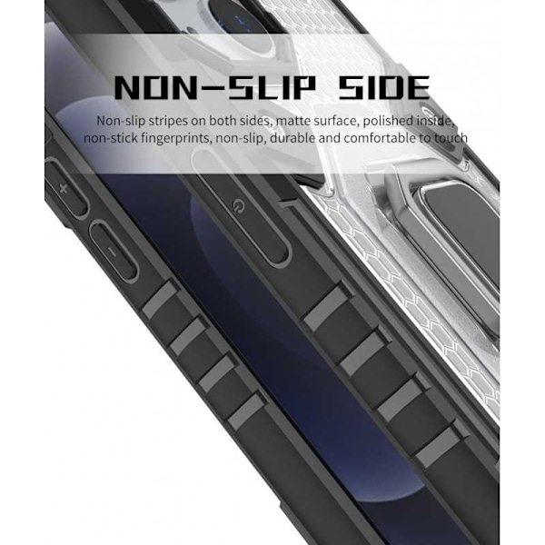 iPhone 13 Pro Max Praktisk stødsikkert cover med ringholder V6 Black