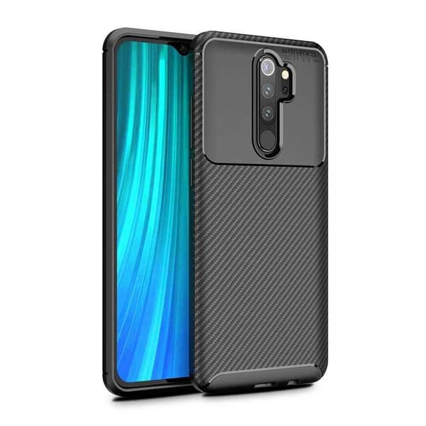 Xiaomi Redmi Note 8 Pro Iskunkestävä Slim Cover FullCarbon V4 Black
