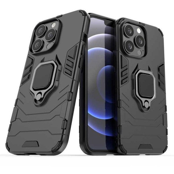 iPhone 14 Pro Max iskunkestävä kotelo ThinArmor sormustelineellä Black