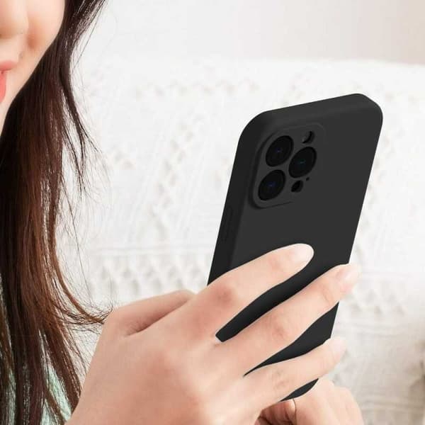 iPhone 13 Pro Gummibelagd Mattsvart Skal Kameraskydd Liquid - Svart