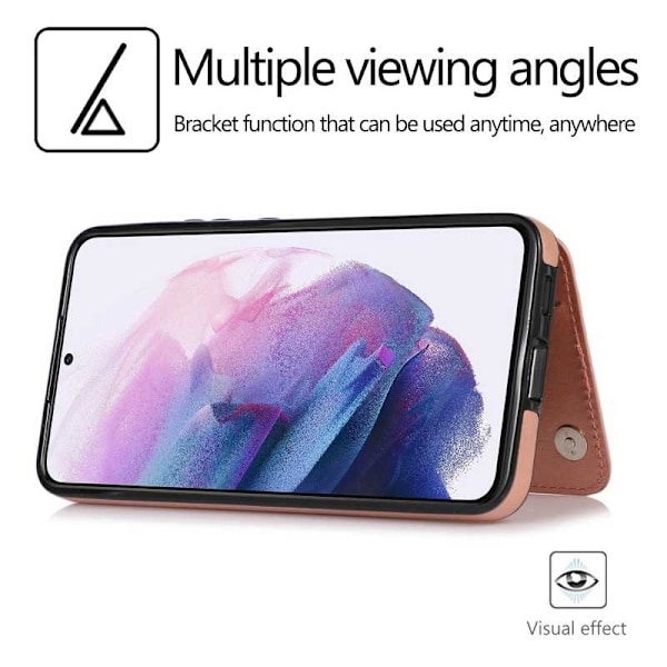 Samsung S23 Plus Stöttåligt Skal Korthållare 3-FACK Flippr V2 Rosa guld