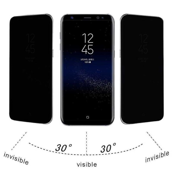 Samsung S9 Plus Privacy FullFrame Härdat glas 0.26mm 3D 9H Transparent