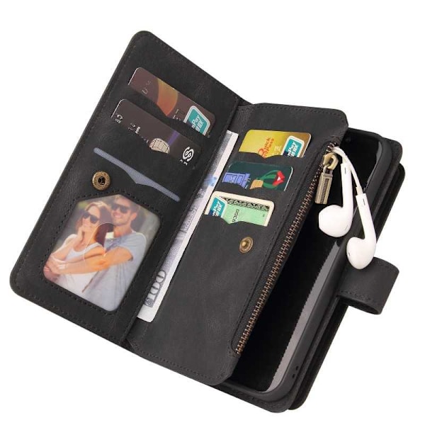 Oneplus 9 Pro multifunktionelt pung etui Lynlås 13-rum Black