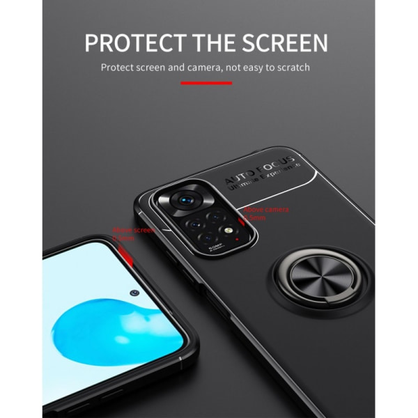 Xiaomi Redmi Note 11 / 11S Praktisk Stöttåligt Skal med Ringhåll Svart