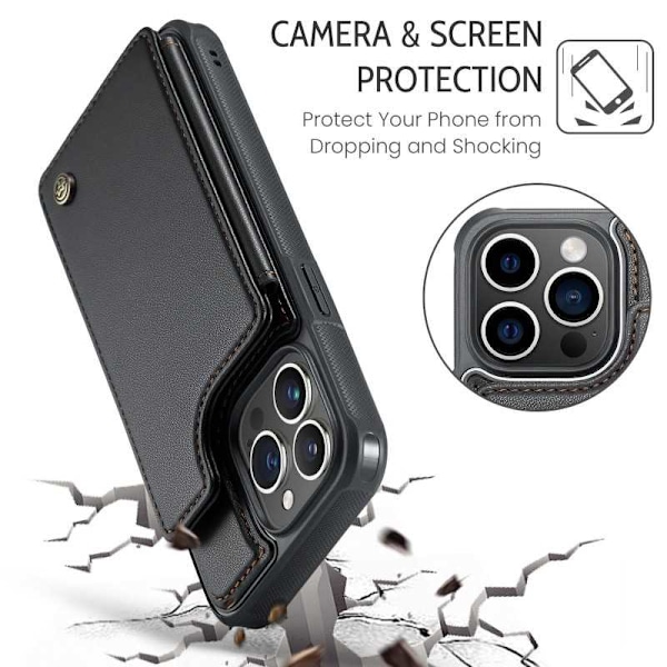 CaseMe Shockproof Cover Kortholder Stander 4-rums iPhone 11 Pro Max Sort