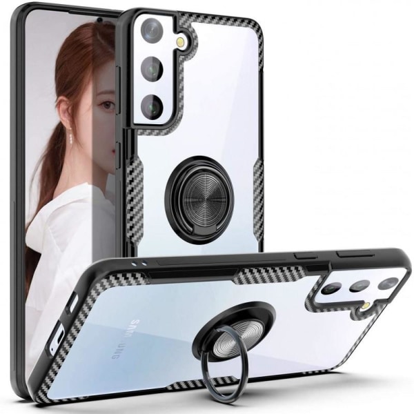 Samsung S21 Plus Praktisk stødsikkert cover med ringholder V4 Transparent