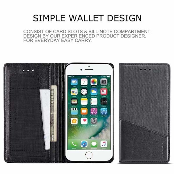iPhone SE (2020 & 2022) Elegant etui i PU-læder med RFID-blok Black