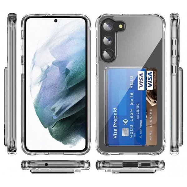 Samsung S21 FE Stöttåligt Skal med Kortfack V3 Transparent