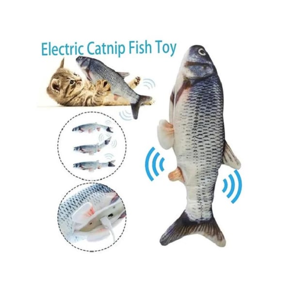Stimulerende funklende fiskekattelegetøj genopladeligt Silver