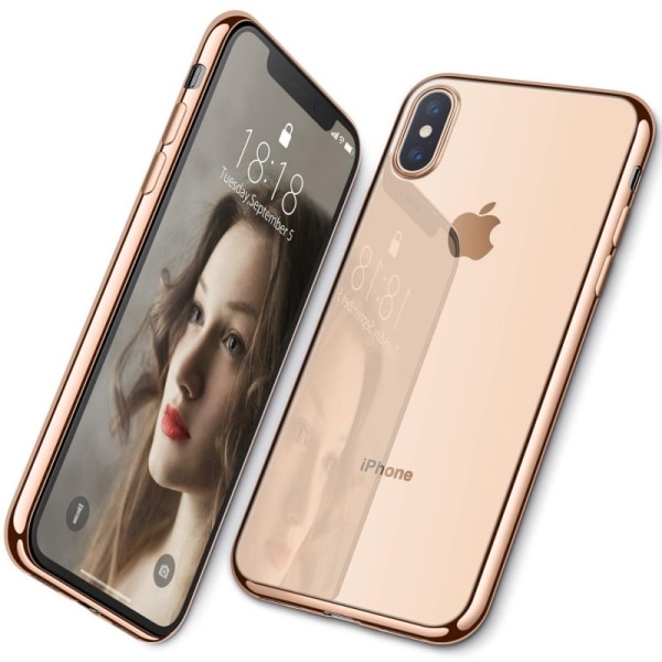 iPhone XS Exclusive Trendy støtdempende gummideksel Pink gold