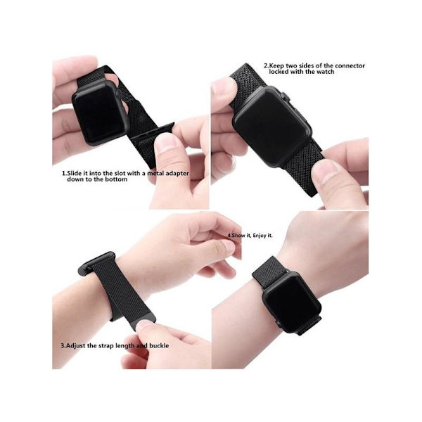 Apple Watch SE 44mm Armband Milanesisk Loop Svart