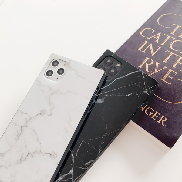 iPhone 11 Pro Max Tyylikäs Marble Shell Square Svart
