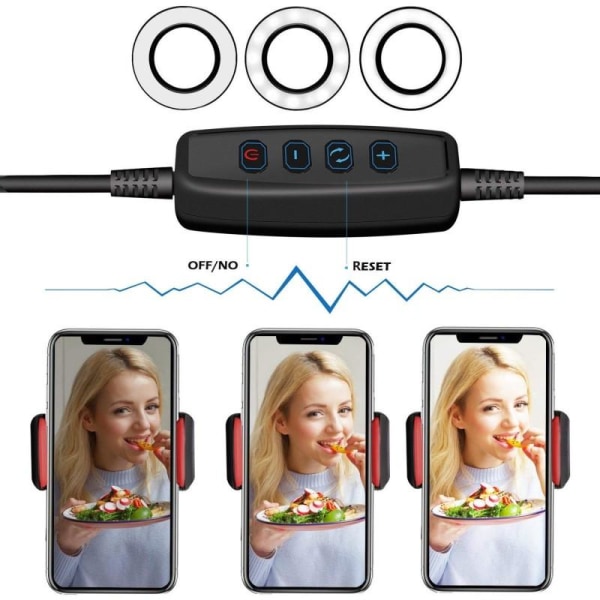 Selfie Ring Light med Mobil Holder til Live Stream/Makeup Black