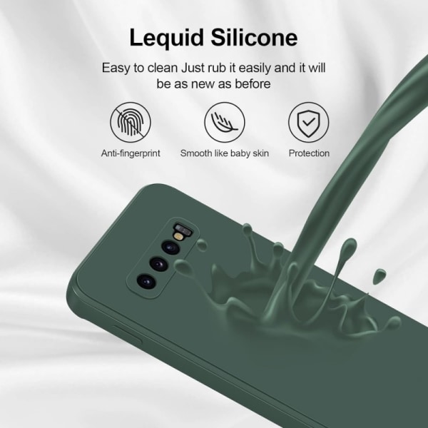 Samsung S10 Gummibelagd Mattgrönt Skal Kameraskydd Liquid - Grön
